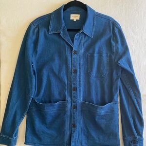 Octobre Editions Dark Blue Denim Jacket Button Up Pockets Size Medium